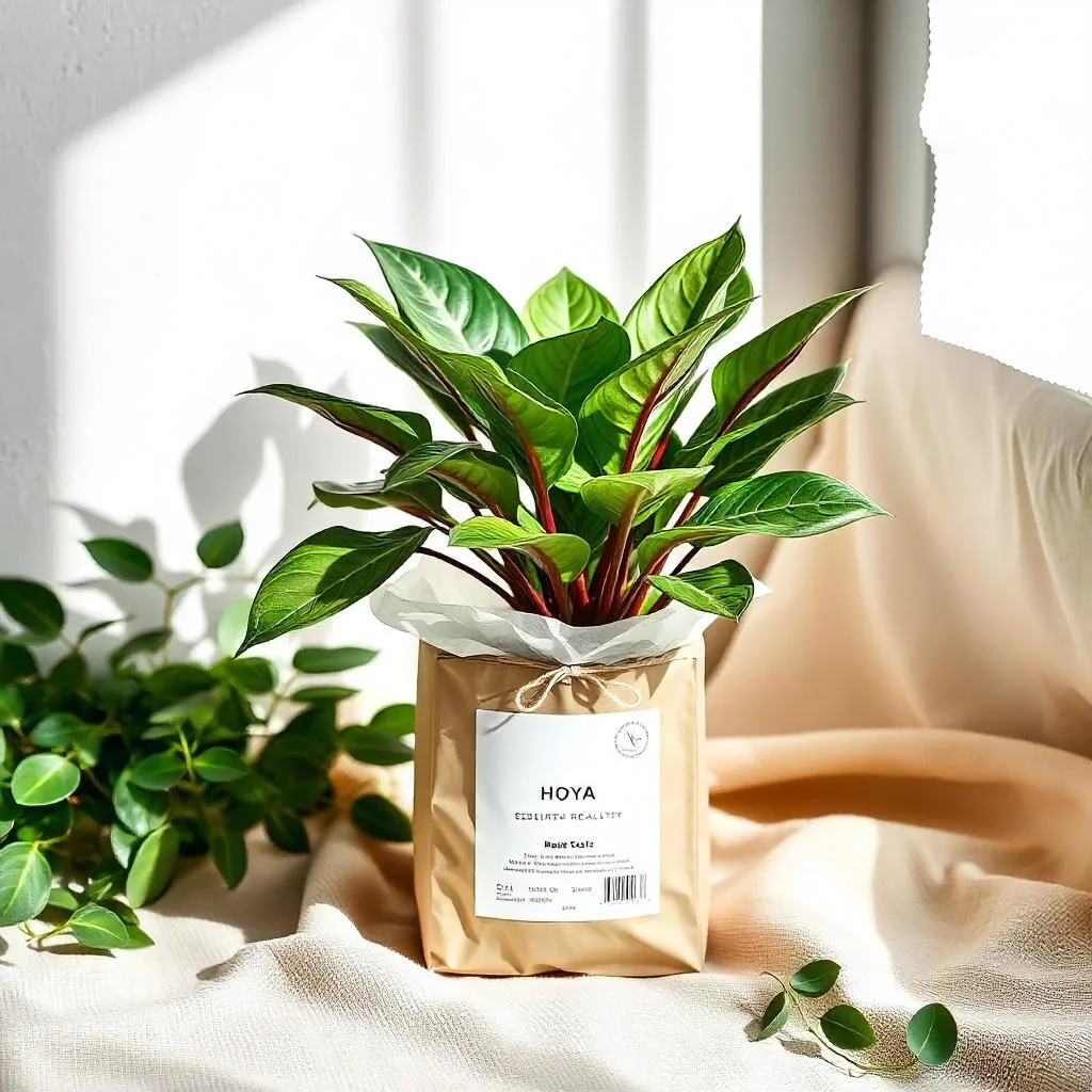 beautifully packaged Hoya plant to showcase the quality of online purchases.